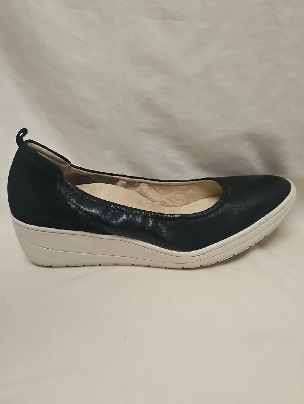 Vionic Jacey Black Leather Slip On Wedge Shoes Comfort Orthotic Size 11